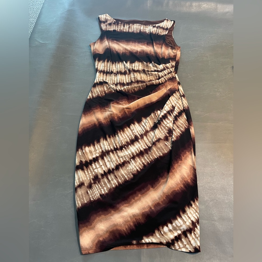 Anne Klein Black and Brown Tie-Dye Sheath Dress